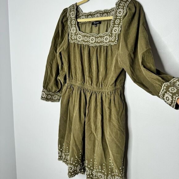 Madewell Embroidered Corduroy Square Neck Mini Dress size small - Picture 6 of 10